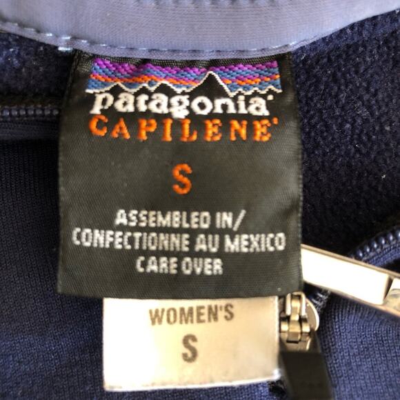 Patagonia Capilene navy blue 1/4 zip activewear fleece lined top size small - Picture 8 of 9